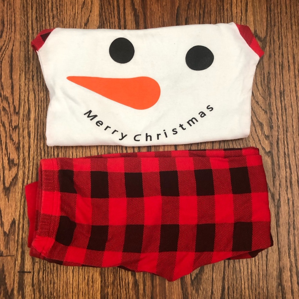 Christmas Snowman Plaid Long Sleeve Pajamas